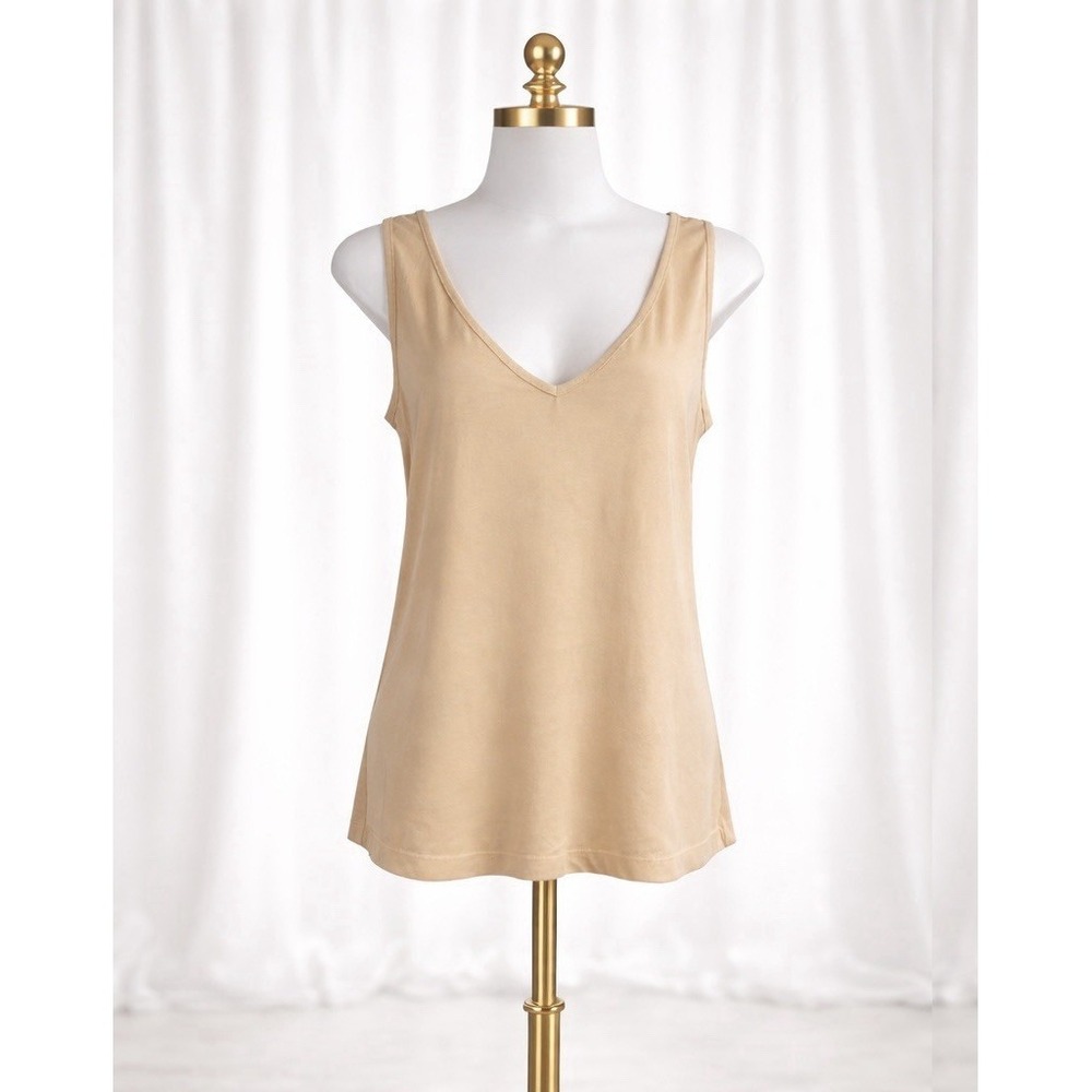 J. Crew Mercantile Neutral Tan V-Neck‎ Sleeveless Tank Top Size Large